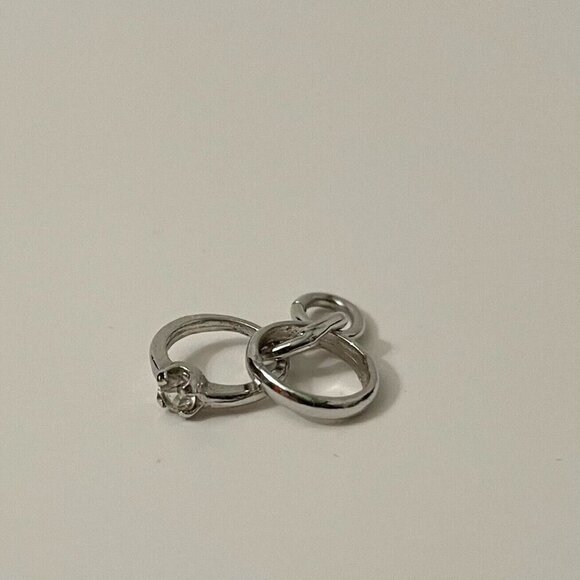 Vintage Sterling Wedding Ring and Band Mini Charm - Picture 14 of 15